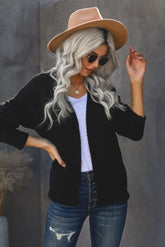 Cable Knit Cropped Cardigan Chunky Knit Loose Fitting Sweater Coat Solid Color Tops Sai Feel
